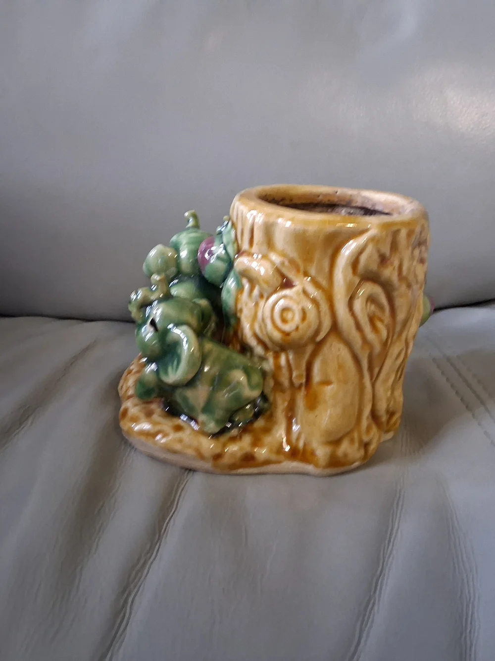 Vintage Majolica Style Elephant Planter